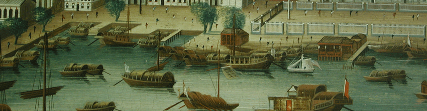 Scene of Harbor, 18th century, oil on wood, detail after restoration. 
